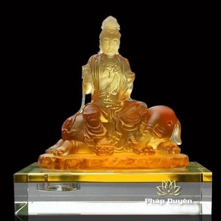 Tượng Để Xe Hình Đức Phật Bồ Tát Phổ Hiền Bằng Lưu Ly 12.5cm