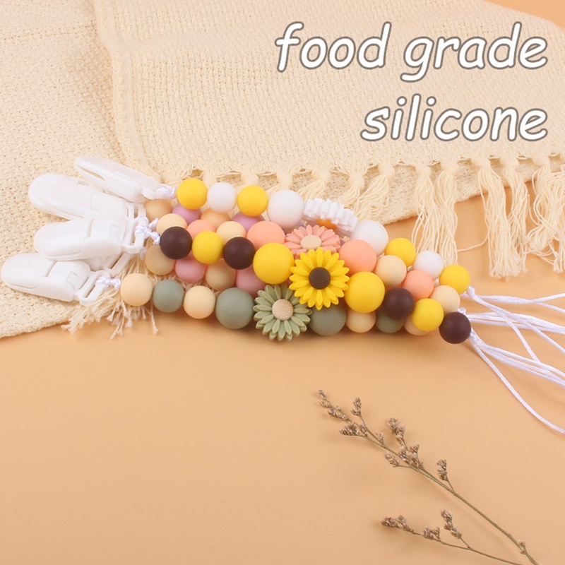 Kẹp Núm Vú Giả Xỏ Hạt Silicon Dễ Thương Cho Bé Trai + Gái Giá Đỡ