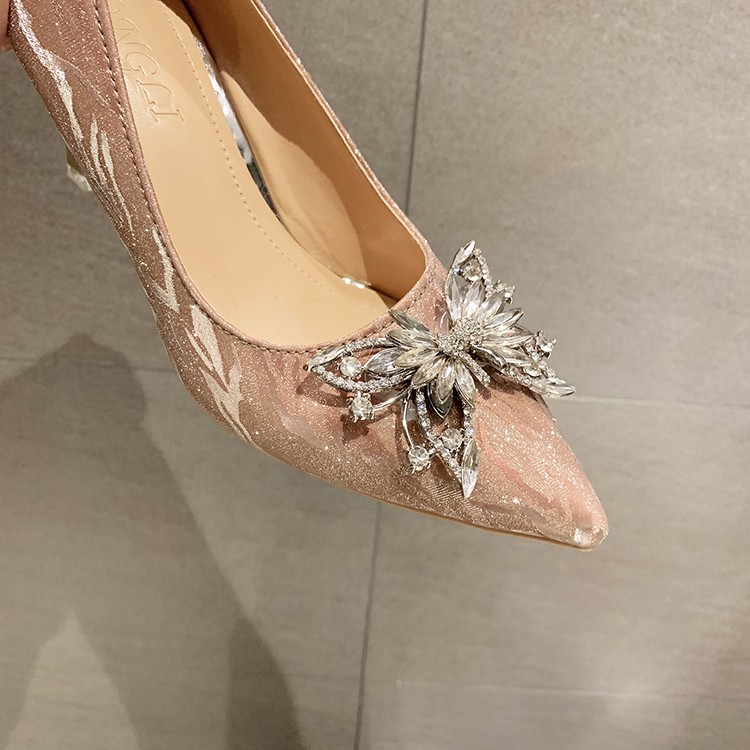 🌸Hàng Oder🌸 Giày Cao Gót  Đính Bướm Đá Lấp Lánh Công Chúa 8 Phân 🌸Sang Chảnh Dễ Thương