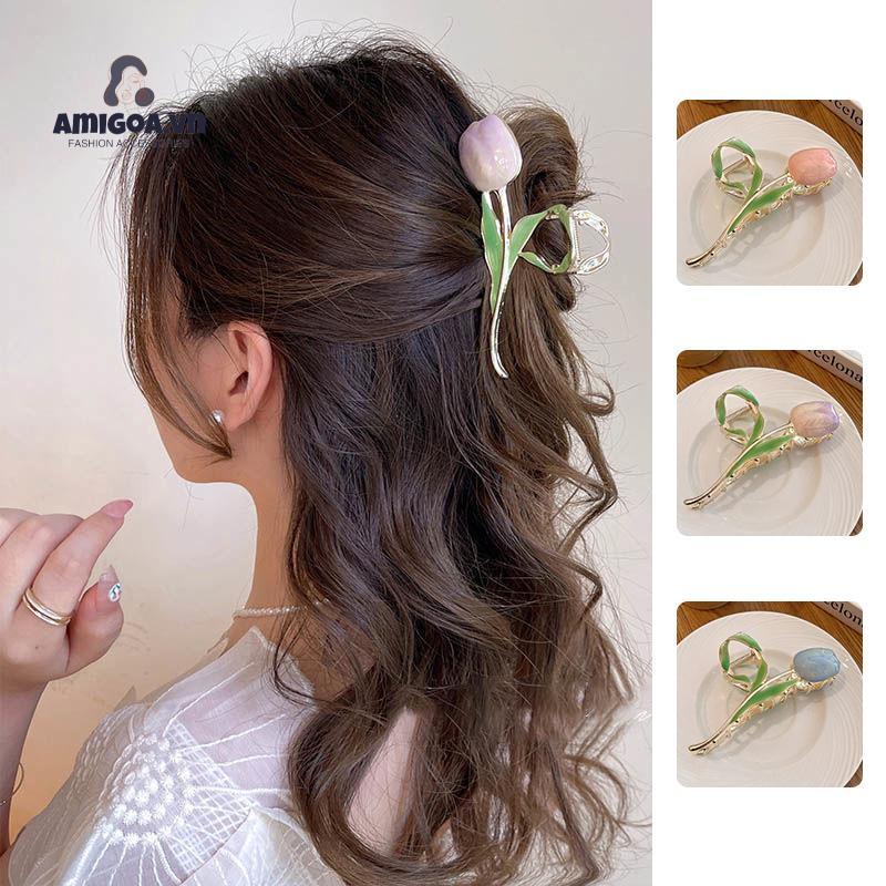 Kẹp Tóc Hoa Tulip Bằng Kim Loại Chất Lượng Cao Cho Nữ