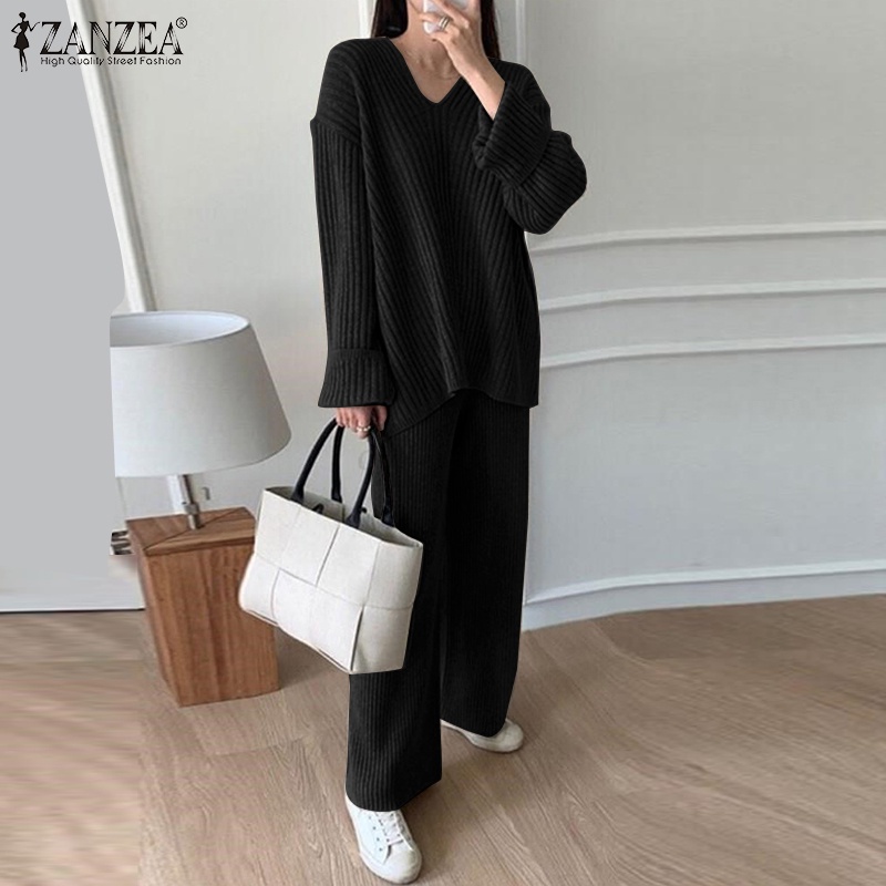 Bộ đồ Zanzea với áo thun cổ tròn và quần dài lưng thun thời trang dành cho nữ