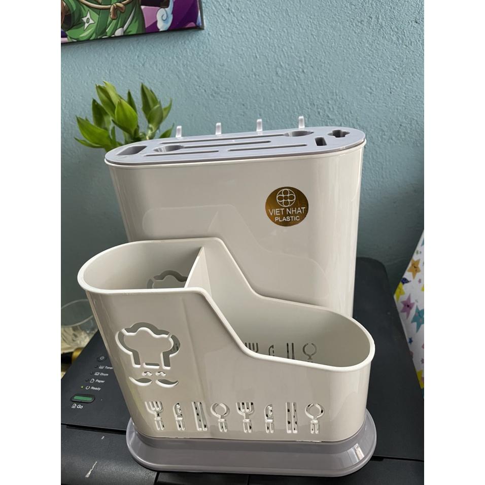 Ống đựng đũa thìa đa năng nhựa Việt Nhật kèm khay cắm dao kéo . Ống đũa xuất khẩu.VN2776