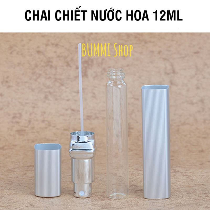 Chai chiết nước hoa vỏ nhôm lọ chiết nước hoa vuông vỏ nhôm 12ml đủ màu