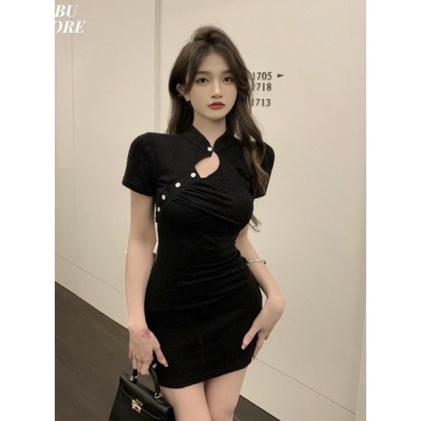 đầm kiểu phối nơ eo