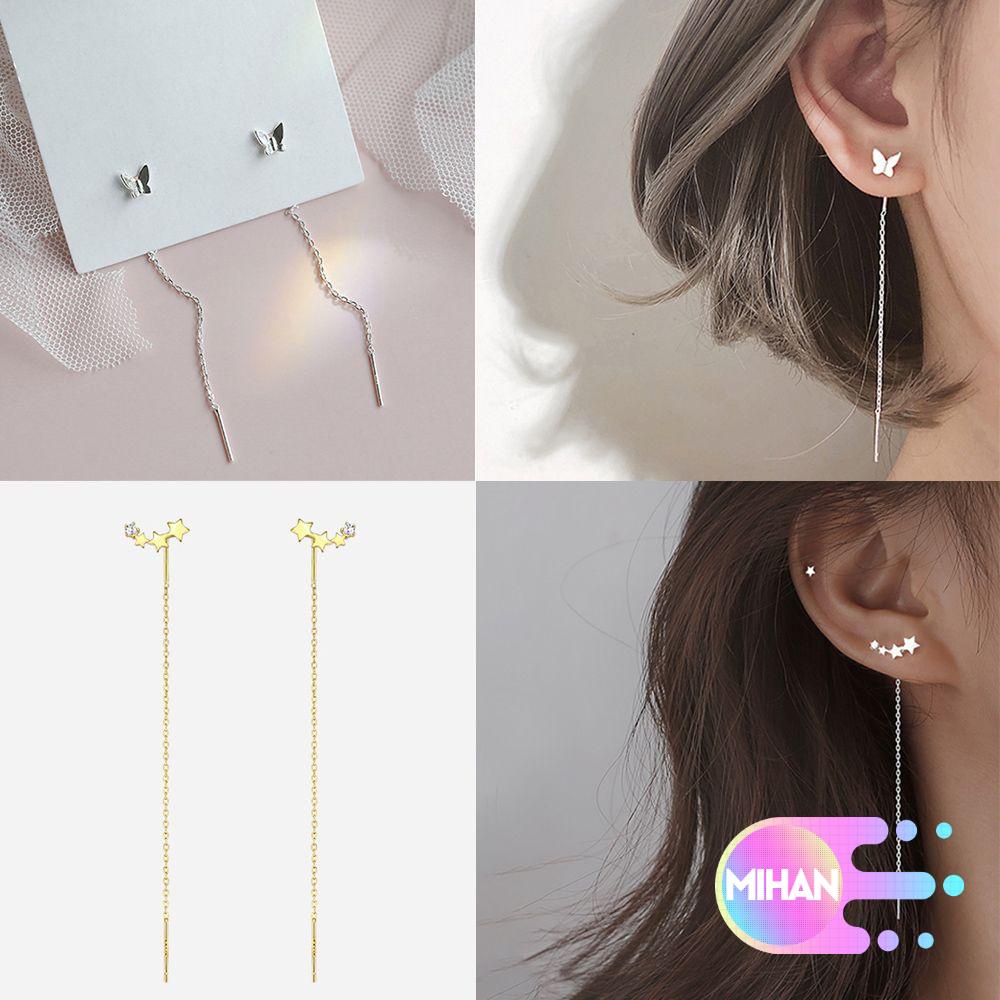 Bông Tai Lủng Lẳng Dành Cho Nữ MIHAN1|Khuyên Tai Dây Dài Thẳng Mặt Hình Ngôi Sao Trái Tim Chuỗi Hạt Thời Trang Nhiều Màu Sắc