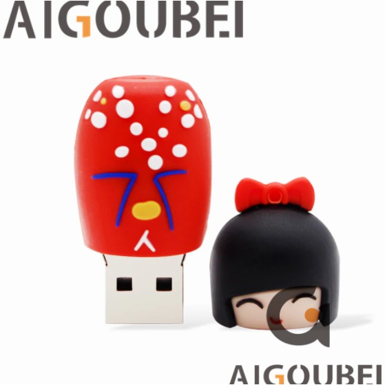USB hình bé gái mặc kimono bằng silicone xinh xắn 1gb 2gb 4gb 8gb thích hợp cho laptop / máy tính
