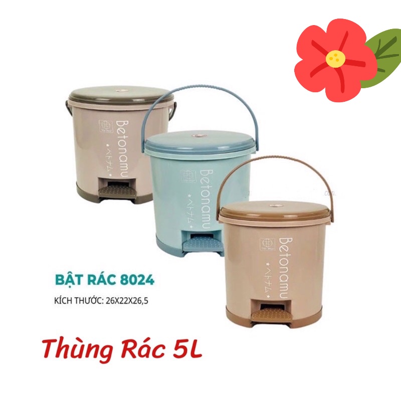 Thùng Rác Nắp Bật Tròn 5L, 10L, Thùng Rác Nhựa Nắp Tròn Đạp Chân Thông Minh Việt Nhật