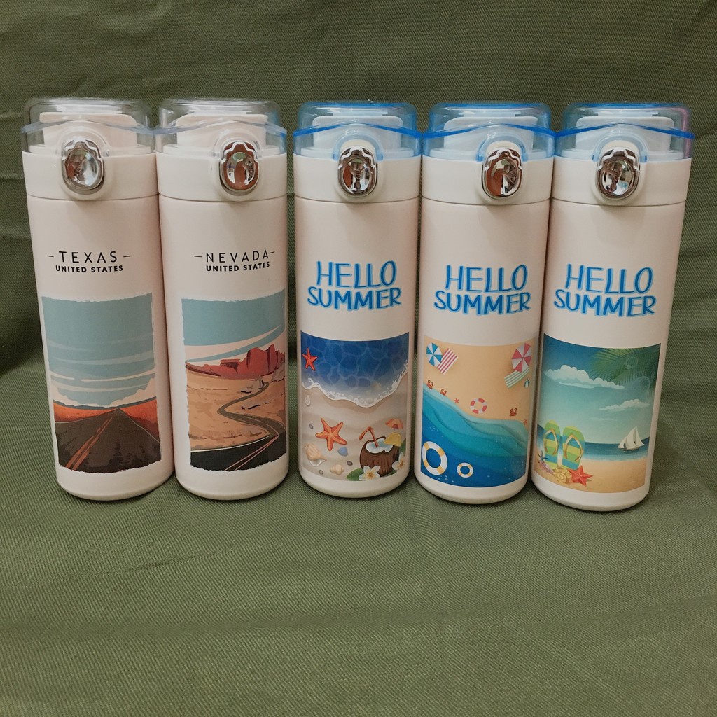 Bình giữ nhiệt Inox 304 dung tích 400ml Hello summer mùa hè tươi mát