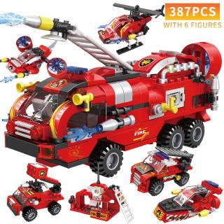 Bộ đồ chơi lắp ráp mô hình 387 mảnh hình xe cứu hỏa độc đáo vui nhộn