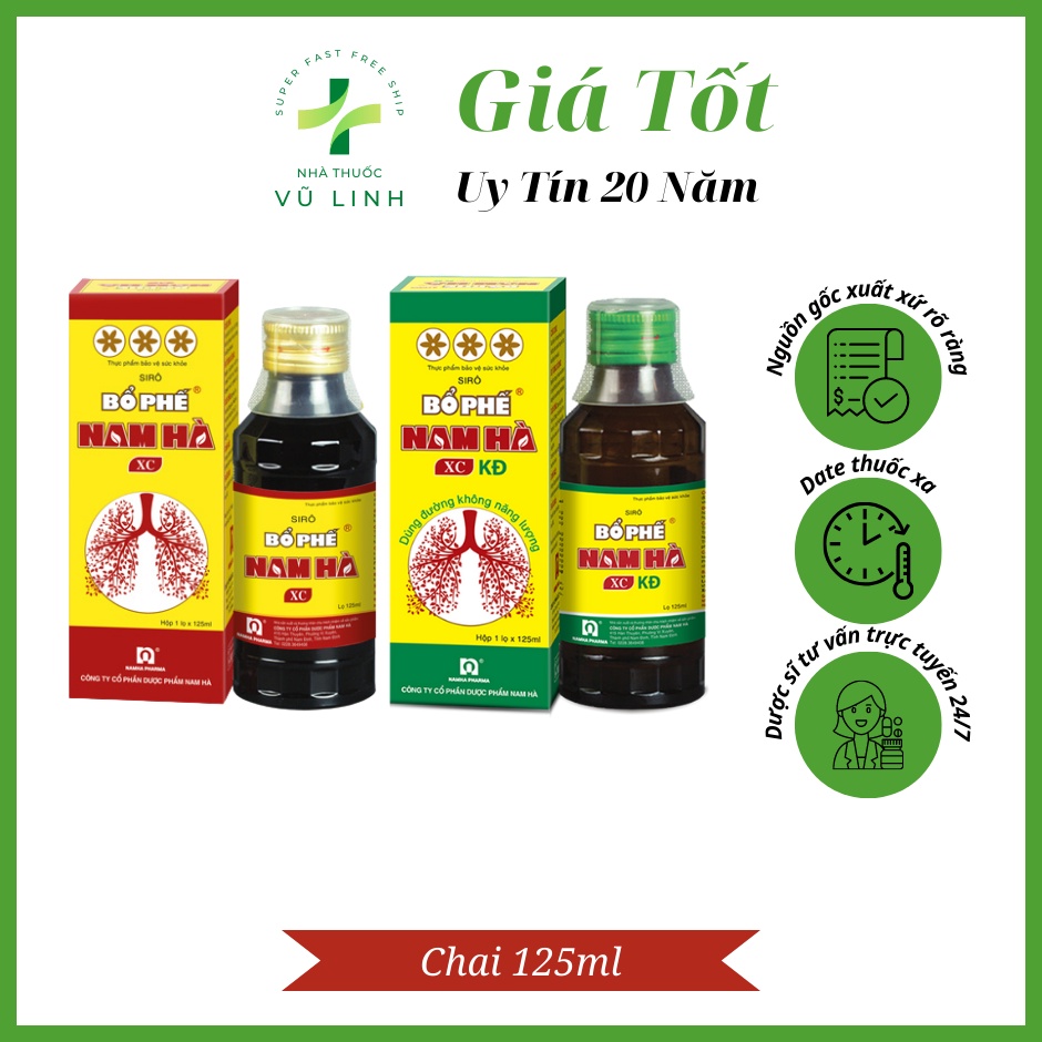 (CHÍNH HÃNG) Bổ phế Nam Hà chỉ khái lộ (mẫu mới 2022) hỗ trợ giảm ho, đau họng chai siro 125ml và viên ngậm