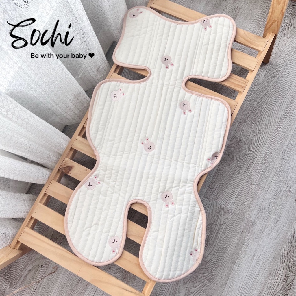Tấm lót xe đẩy- chiếu điều hòa chống nóng lót xe đẩy cho bé cotton mềm mại, thoáng khí, phong cách Hàn Quốc