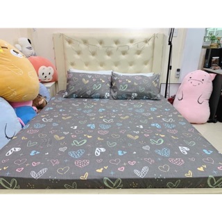 Set ga gối cotton trái tim nhỏ