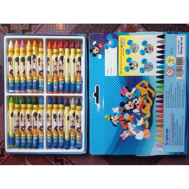 Bộ bút sáp 24 màu đặc biệt chuột Mickey CR-030/MI - Doraemon CR-06/DO