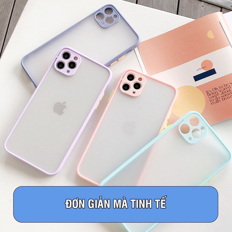 Ốp Lưng Iphone Lưng Nhám Mờ Bảo Vệ Camera Viền Nổi Màu Macron (BASIC CAMERA) 7plus/8plus/x/xsmax/11/11promax