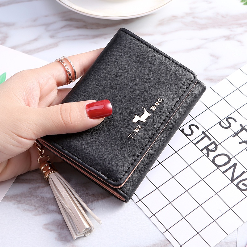 Ví JASMIN NOIR da PU trang trí tua rua thiết kế khóa tiêu chuẩn thời trang dành cho nữ