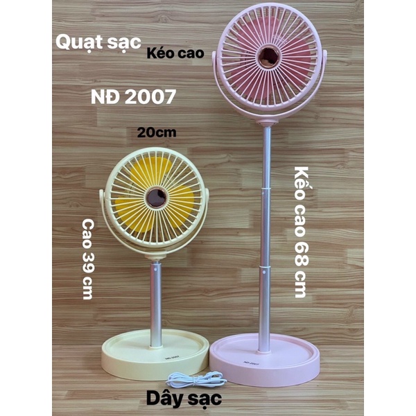 QUẠT SẠC SIÊU MÁT ĐA NĂNG KÉO CAO 68CM XOAY 180 ĐỘ NĐ2007