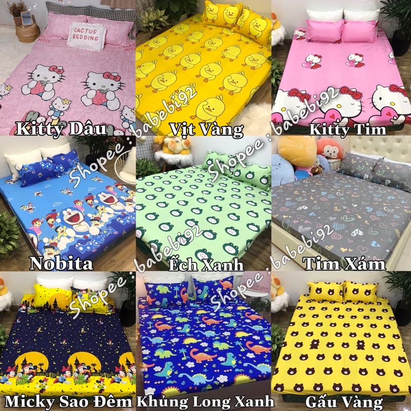 Combo Ga giường và 2 vỏ gối cotton Poly bộ ga trải giường thun drap chun nhiều mẫu lựa chọn | BigBuy360 - bigbuy360.vn