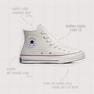 ( 𝙃𝙖̀𝙣𝙜 𝙍𝙚𝙖𝙡 ) Giày Conversse Chuck70s Cream ( Kem ) Cao Cổ