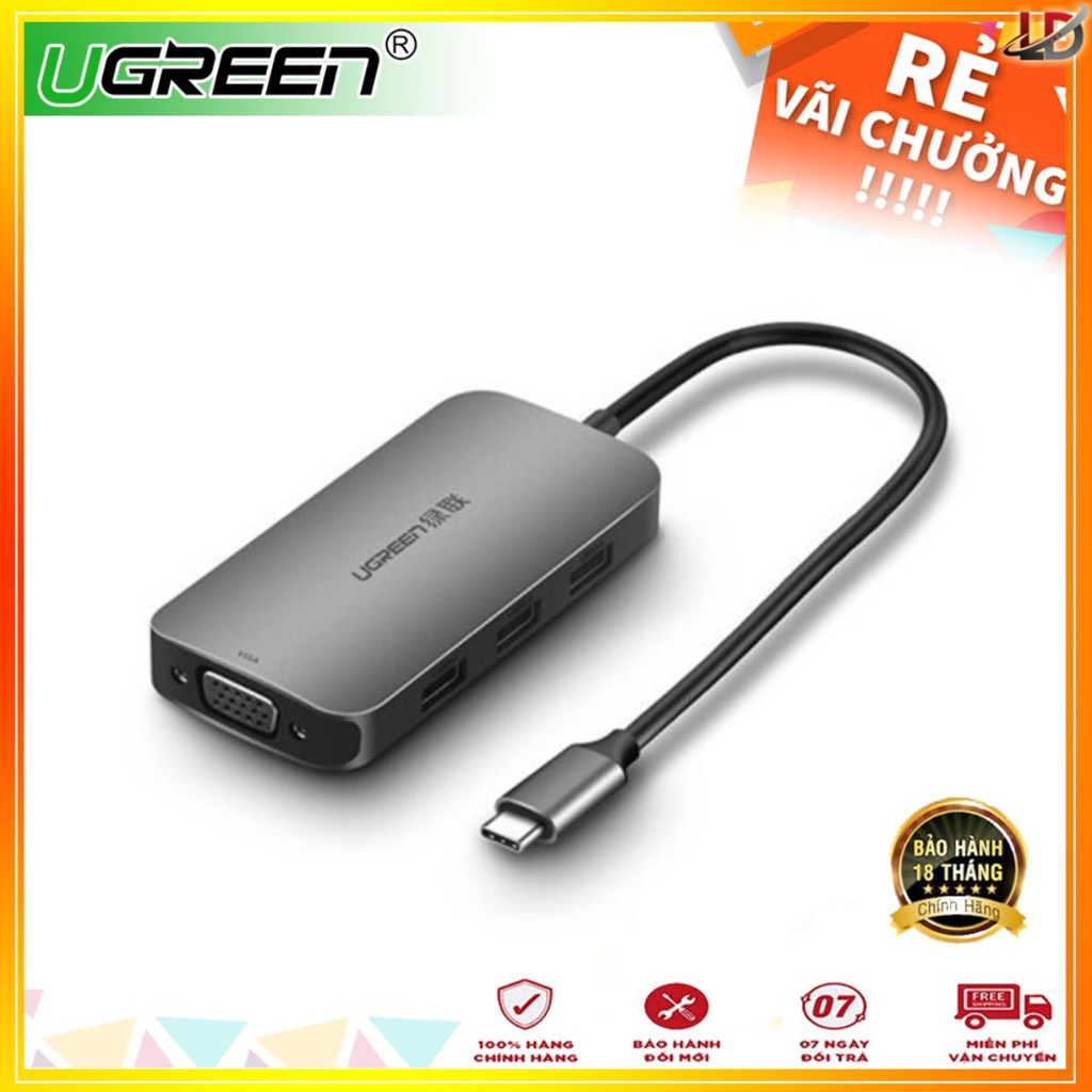 Cáp USB type-C sang VGA/ Hub USB 3.0 Ugreen 50210 chính hãng