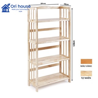 Kệ sách gỗ 4 tầng ngang 64cm lọt lòng 60cm đa năng tiện dụng đã qua xử lý chống mối mọt, hàng lắp ráp - Nội thất Ori