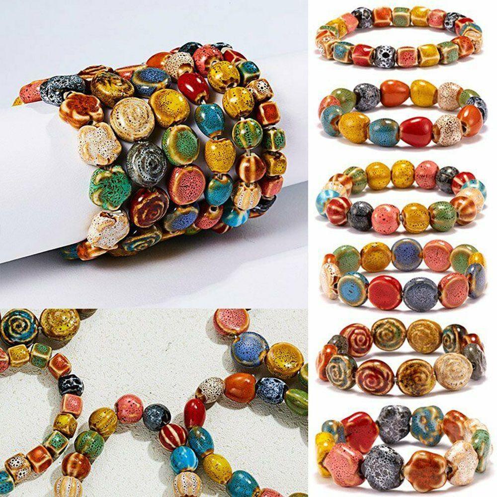 Vòng Tay Chuỗi Hạt Gốm Nhiều Màu Thời Trang Vintage