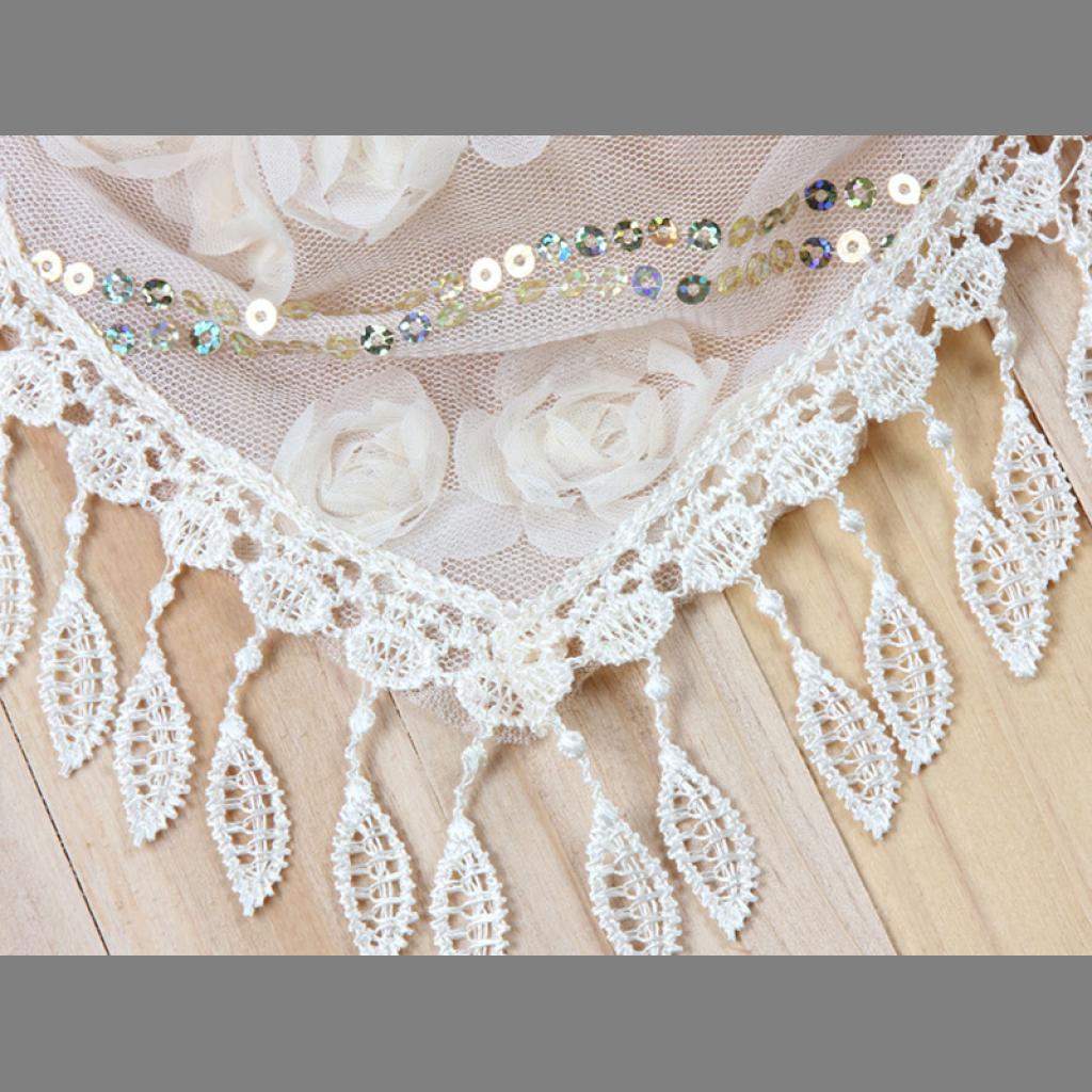 Khăn Choàng Cổ Vải Lụa Thêu Họa Tiết Hình Học Phối Tua Rua Thời Trang Cho Nữ 1 | BigBuy360 - bigbuy360.vn