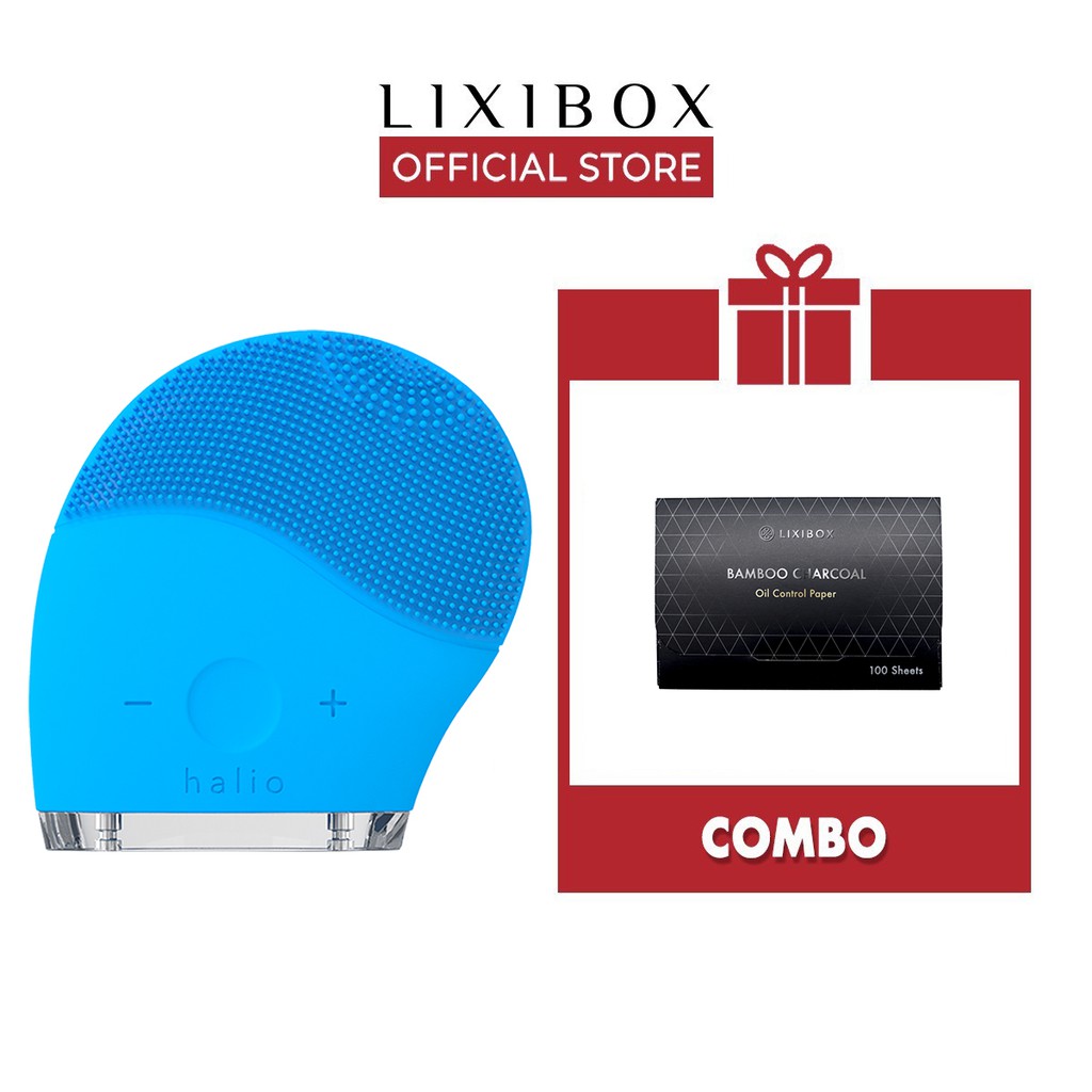 Combo Máy Rửa Mặt Và Mát Xa Da Mặt Halio, Giấy thấm dầu than tre Lixibox- HỒNG NHẠT | BigBuy360 - bigbuy360.vn