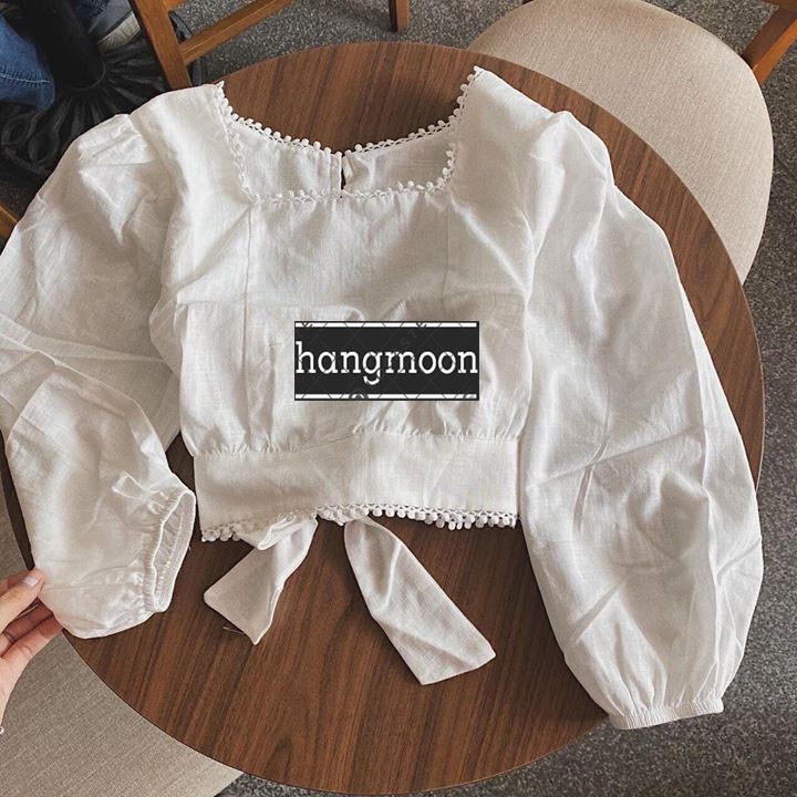 ÁO KIỂU NỮ CỘT NƠ PHỐI REN, FREE SIZE - HOT TREND | BigBuy360 - bigbuy360.vn