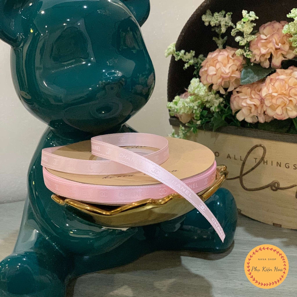 [Cuộn 22m/45m] Dây Ruy Băng Lụa In Chữ ❤️CHANEL❤️ Bản 1cm, Đủ 6 Màu, Bản Đẹp, Chất Lượng
