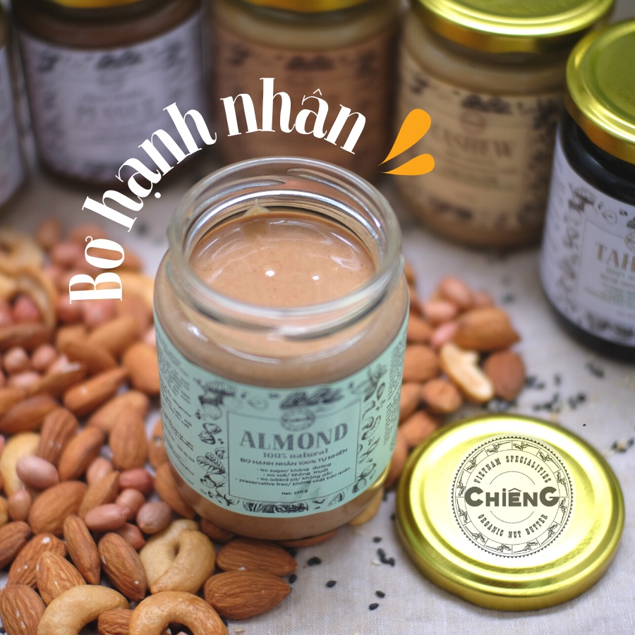 Bơ Hạnh Nhân Không Đường, Ăn Kiêng, Hữu Cơ, Eat Clean Healthy- Natural Almond Butter- CHIÊNG FOOD - 120g/220g/500g