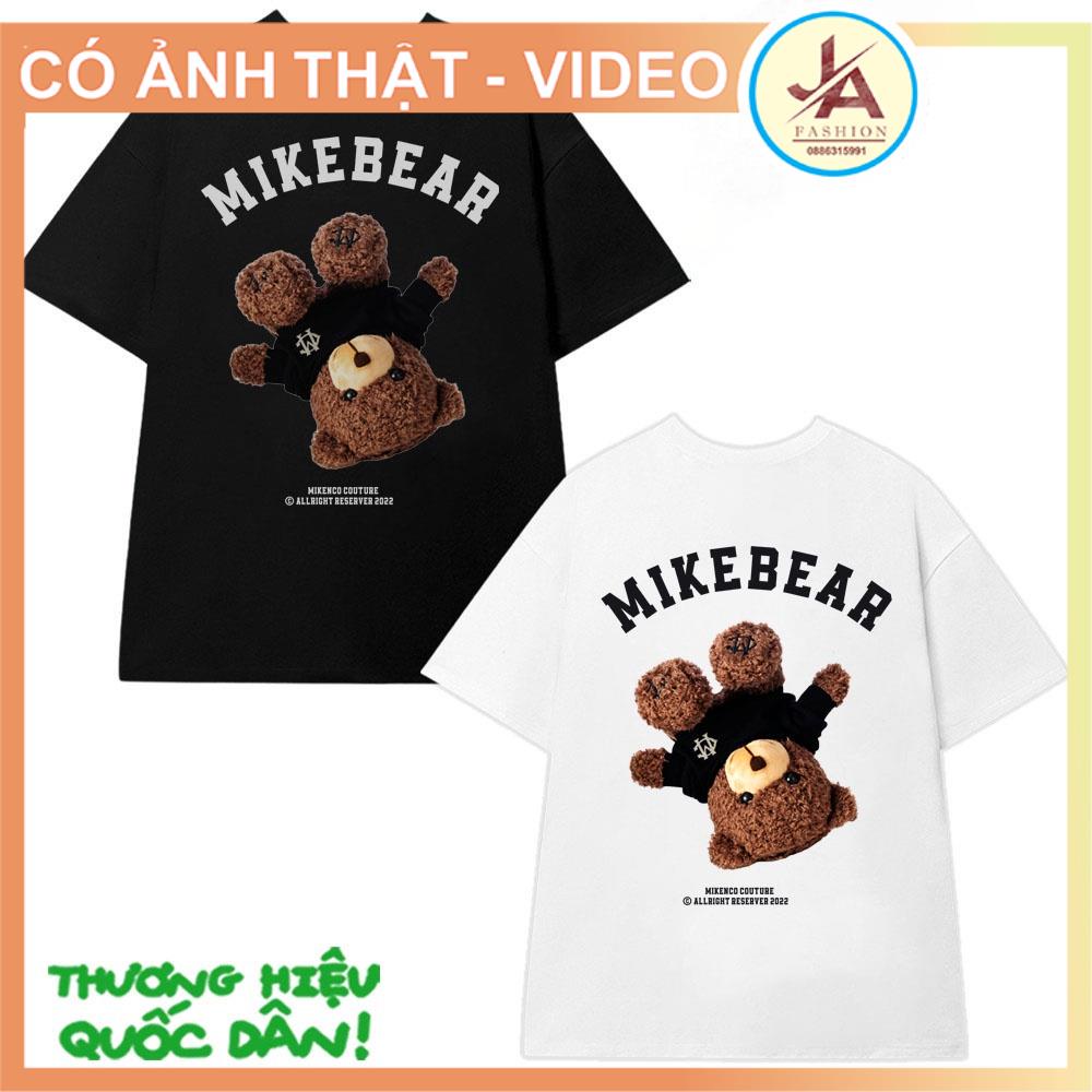 Áo phông MIKENCO họa tiết con gấu 2 màu trắng đen - Áo thun cộc tay MIKEBEAR Unisex - Áo phông Unisex cổ tròn