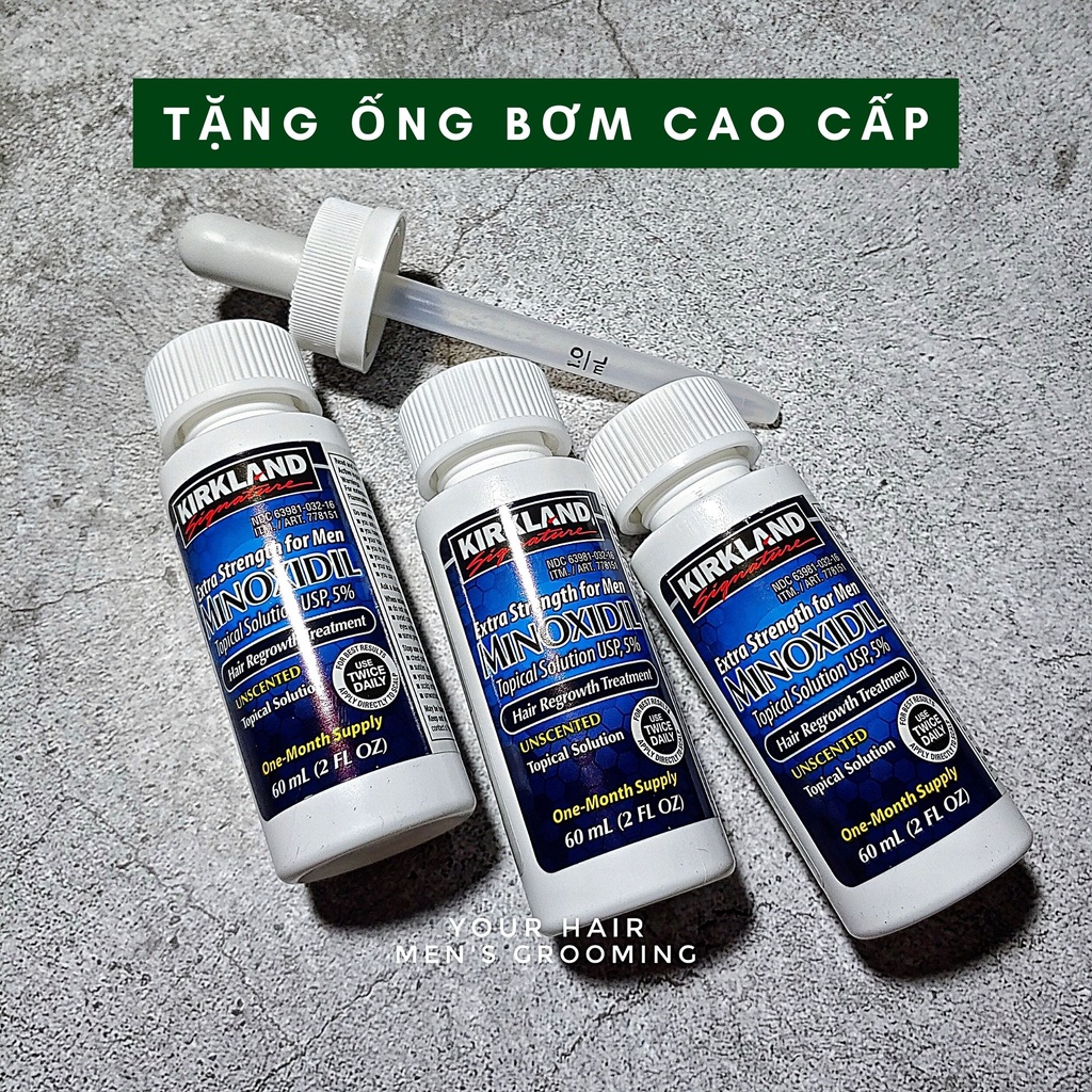 Dung dịch hỗ trợ mọc râu & tóc Kirkland Minoxidil 5% - 60ml | Dạng lỏng và Dạng bọt