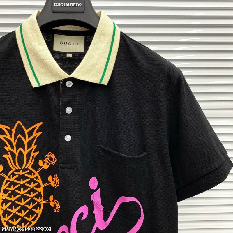 Áo Polo GC Nam In Hoạ Tiết Hình Siêu Chất - Áo Phông GC Nam Cổ Bẻ Kẻ Xanh SPF