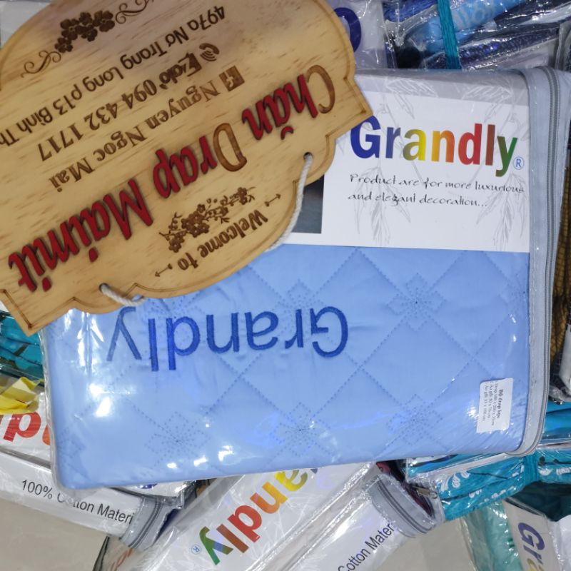 Set bộ drap màu xanh Grandly m6x2m