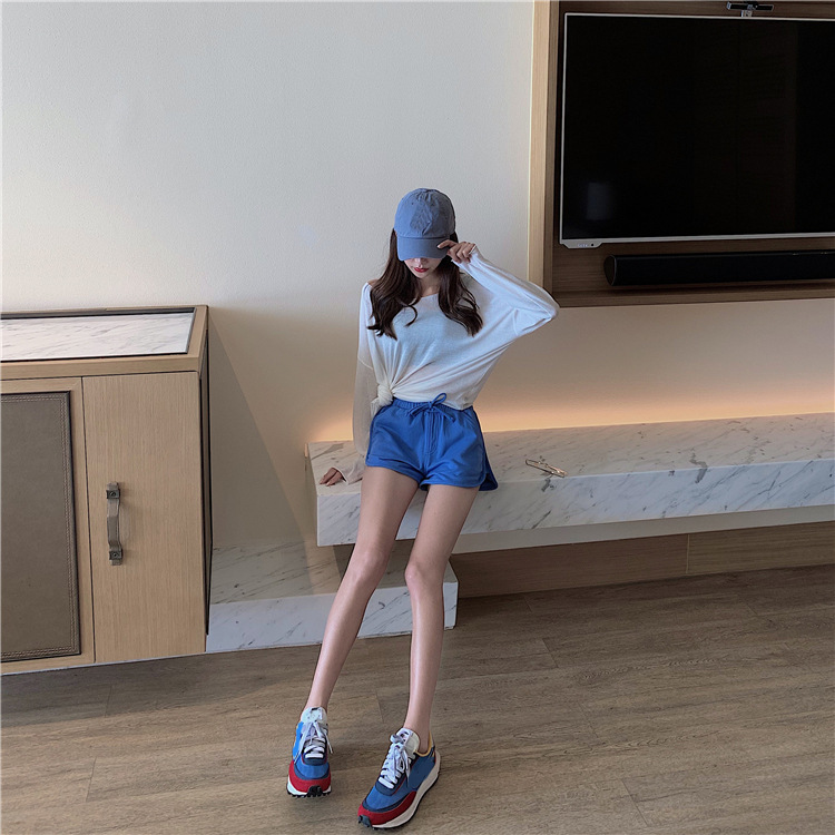 ☞NinI♥Shop✔ Spring and summer Korean style high waistband four-pocket hot selling colorful sports pants student female shorts colorful style thật