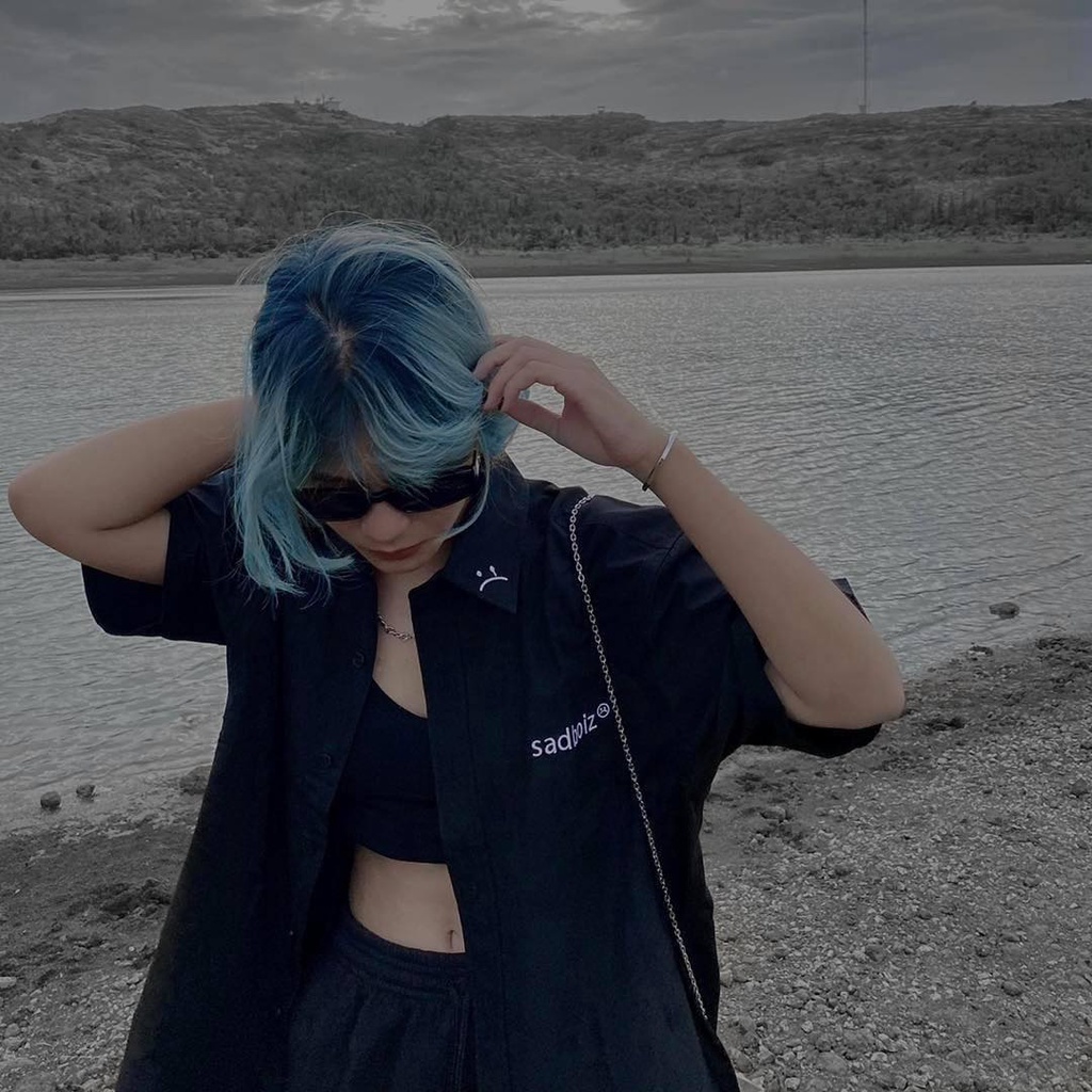 Áo sơ mi SAD BOIZ SIGNATURE OVERSIZED SHIRT - BLACK | BigBuy360 - bigbuy360.vn