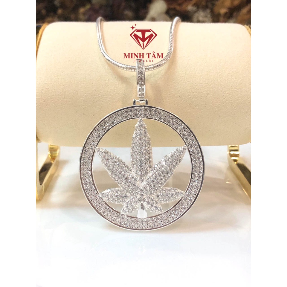 Mặt dây chuyền bạc nam hình lá chất liệu bạc ta,Mặt dây chuyền bạc ta cho nam-Minh Tâm Jewelry