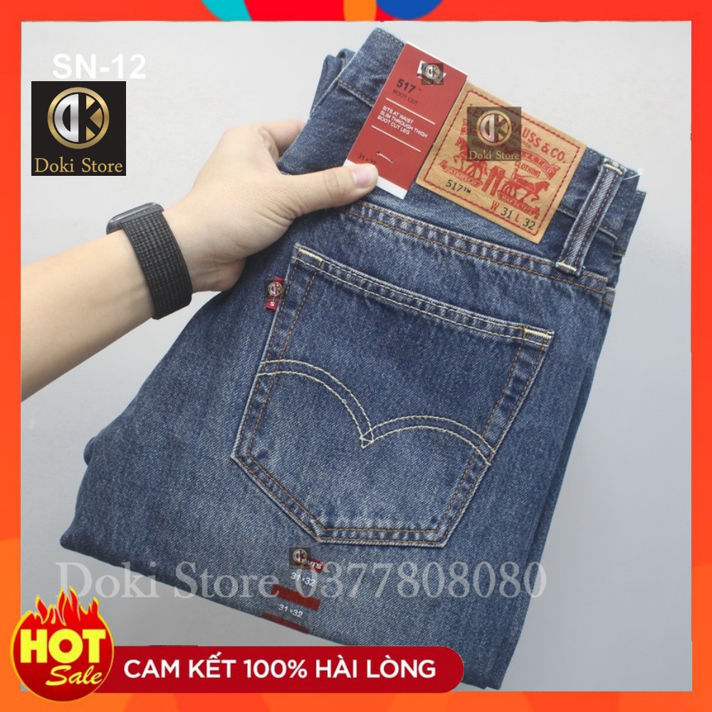 Quần Jean Ống Suông Nam Cao Cấp Xanh Truyền Thống, Quần Jean Nam Ống Rộng, Kiểu Dáng Chững Chạc Lịch Sự - DOKI SN-12