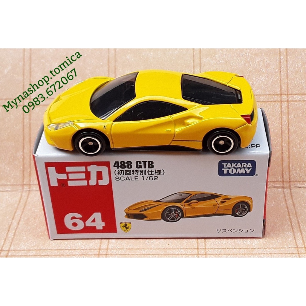 Đồ chơi mô hình tĩnh xe tomica, No.64 Ferrari 488 GTB .
