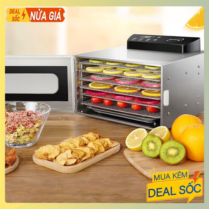 Máy sấy khô thực phẩm hoa quả 6 khay sấy inox siêu bền