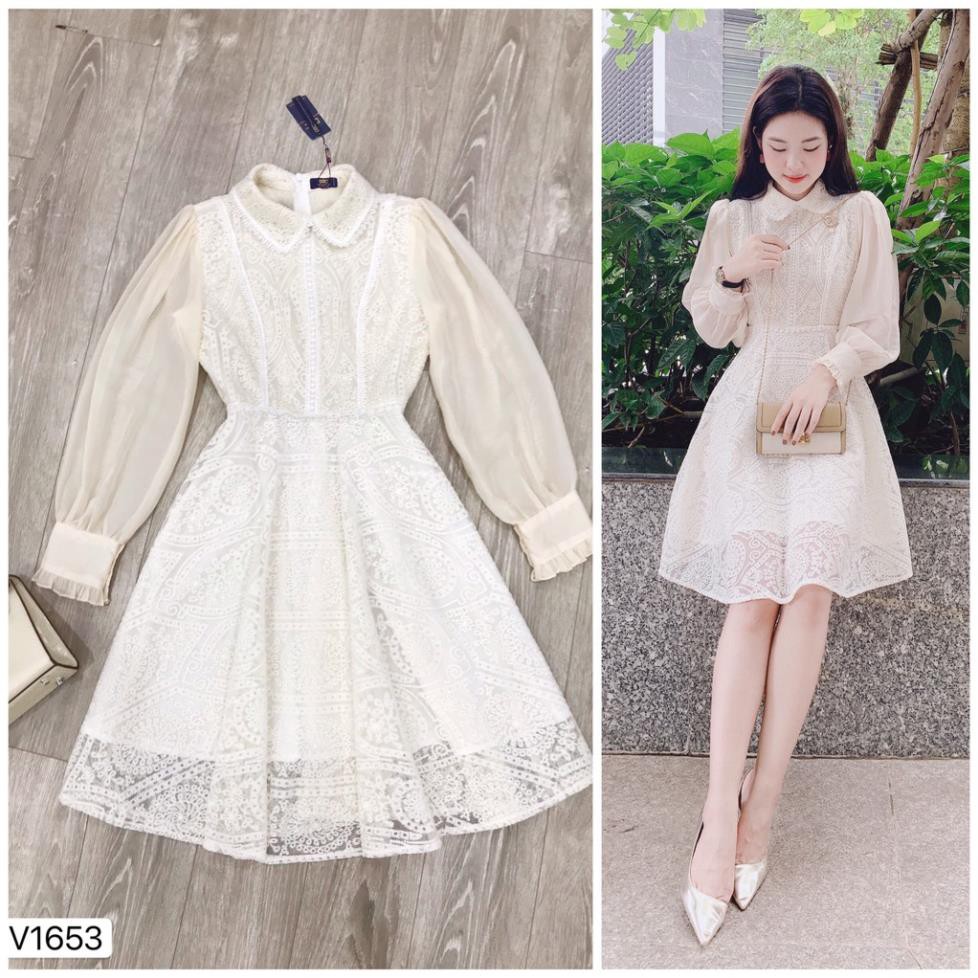 Váy ren xòe họa tiết V1653 - ( Ảnh mẫu và ảnh trải sàn do shop tự chụp ) chính hãng