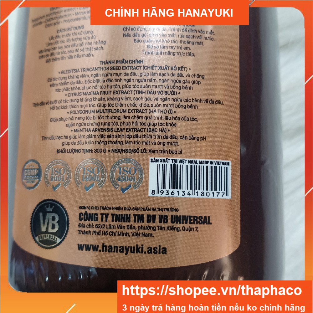 Combo Dầu gội Hanayuki Shampoo 300g - Dầu xả Hanayuki Conditioner Chai 300gr Date 2023