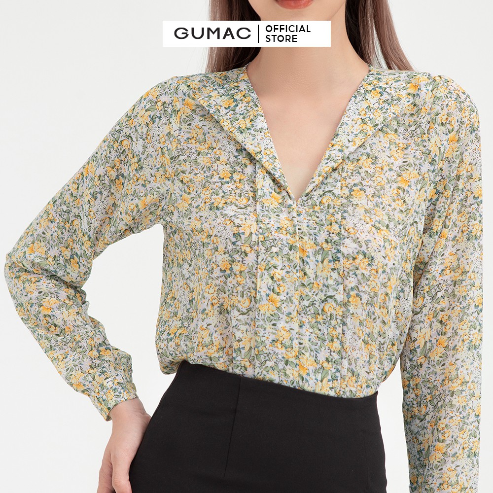 [Mã WABRGU100 giảm 15% đơn 249K tối đa 100k] Áo voan nữ hoa cổ lật GUMAC thiết kế sang trọng AB497 | BigBuy360 - bigbuy360.vn