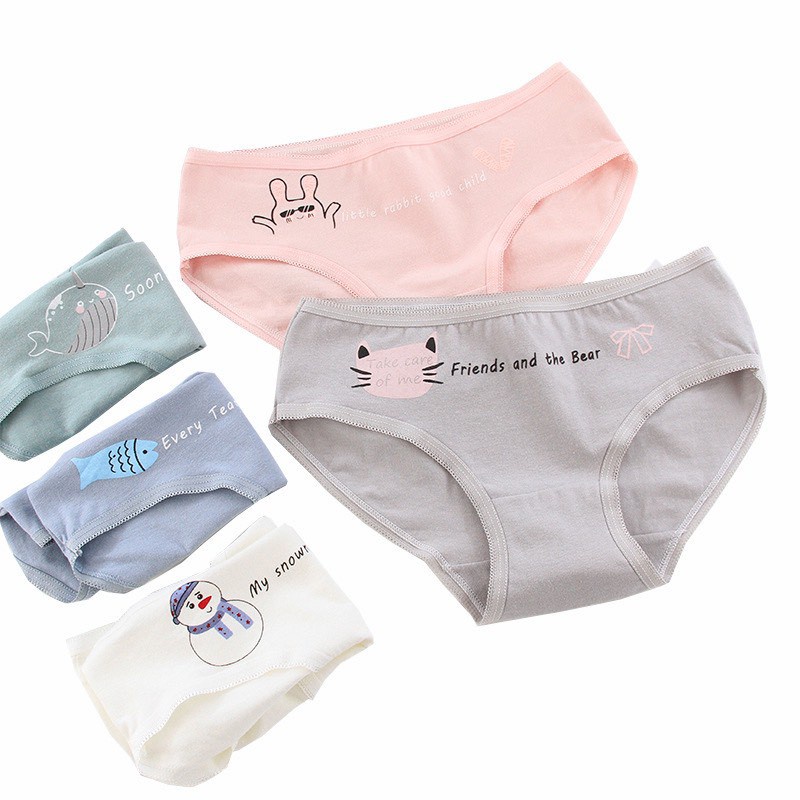 Quần Lót Nữ - Quần Lót Nữ Cotton kháng khuẩn mềm mại màu sắc trẻ trung hình Chibi dễ thương DAN STORE MÃ 026