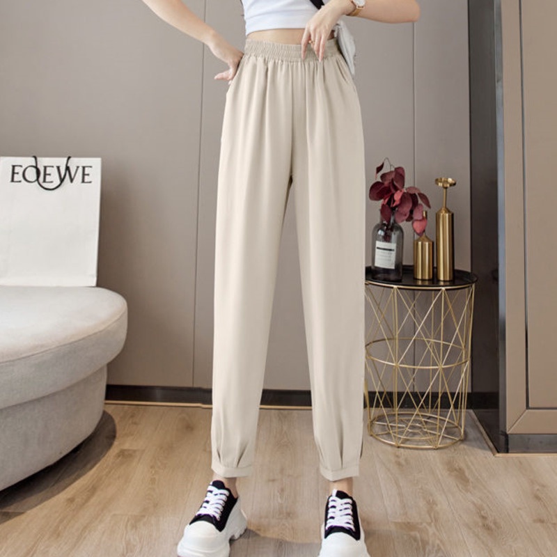 Quần Harem Voan 164288 Quần Dài Ống Rộng Màu Trơn Thời Trang Nữ Tính