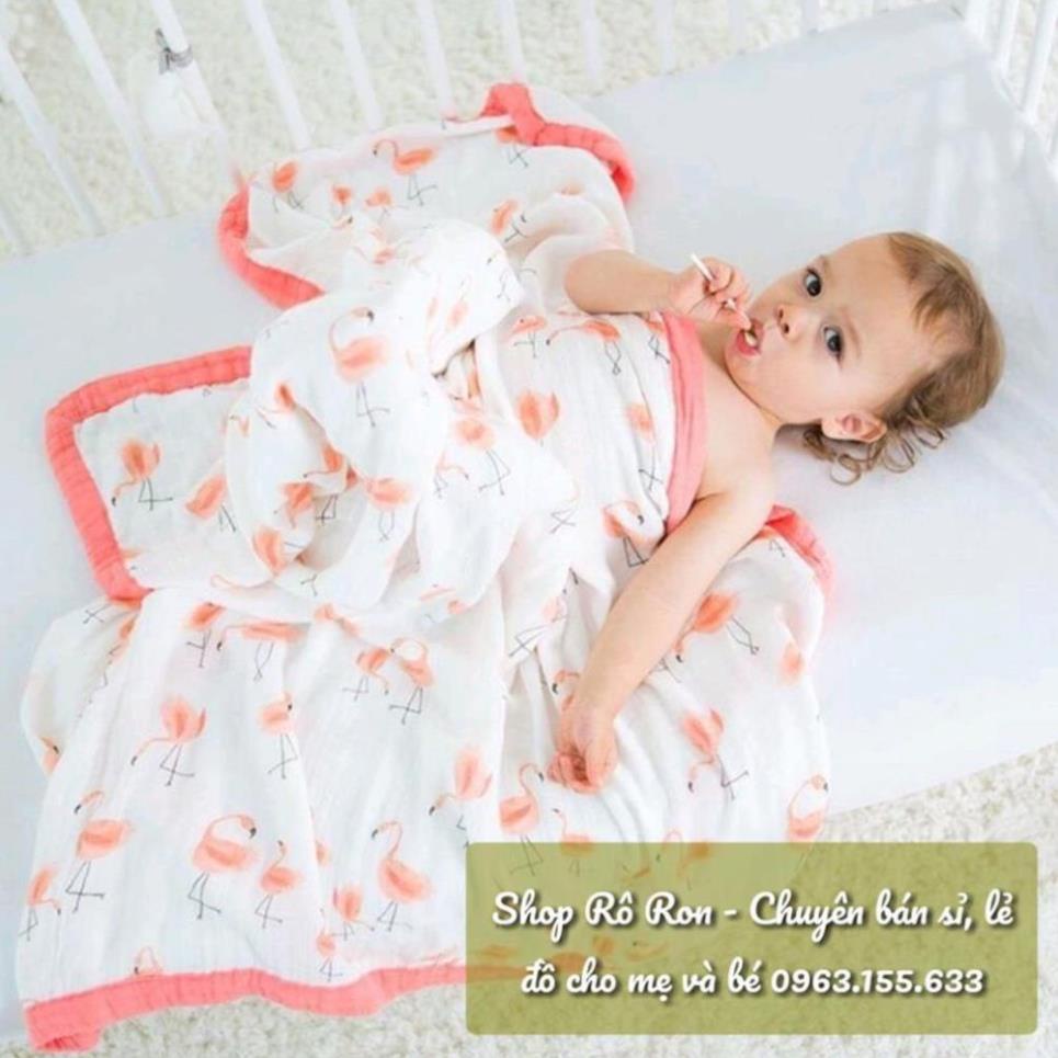 Chăn xô sợi tre 4 lớp - Chăn sợi tre bo viền MANNY 1m1*1m3