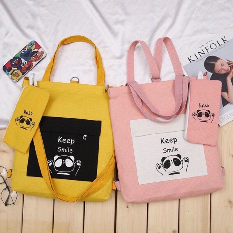 Túi Tote Thời Trang Đeo Vai Đeo Chéo - Keep smile ( không kèm túi con)