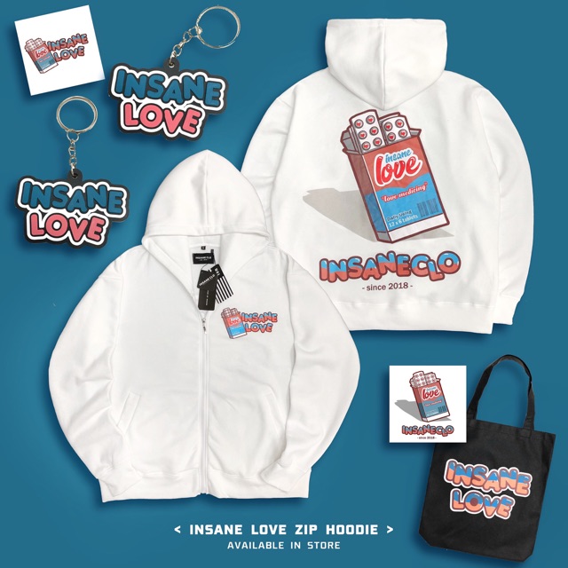 [Áo khoác zip Insane®] Insane Love Hoodie Zip - màu Trắng | BigBuy360 - bigbuy360.vn