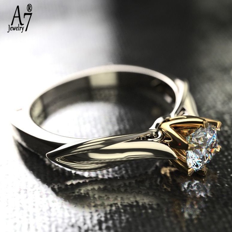 Nhẫn bạc S925 1 karat Moissanite thời trang cho nữ