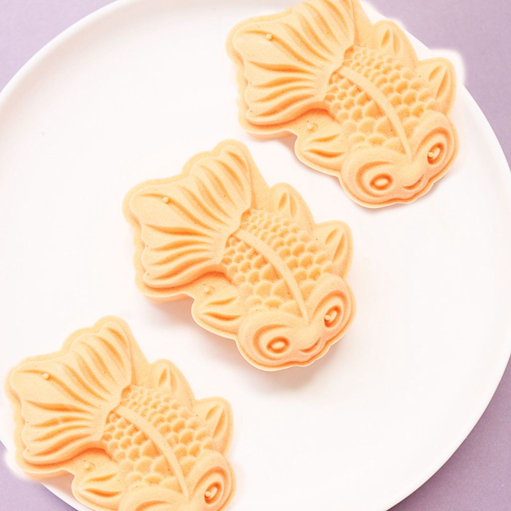Bộ khuôn nhấn cắt bánh trung thu bánh quy DIY thủ công 3D thiết kế hình con cá sáng tạo đáng yêu trang trí lễ trung thu